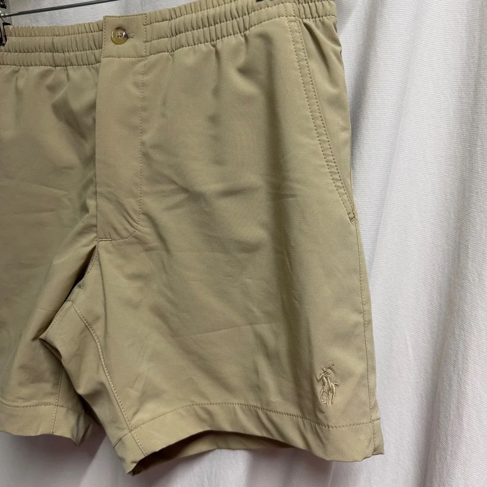 Polo Ralph Lauren Mens Tan Khaki Swim Trunks Mesh Lined Shorts XS